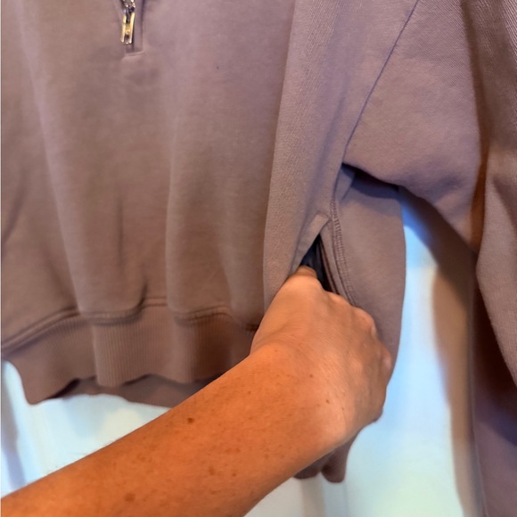 PINK Victoria's Secret Taupe Quarter-Zip Sweatshirt - Picture 7 of 7